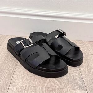 (SOLD ON DEPOP) Black Leather Steve Madden Sandals